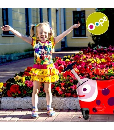چمدان چرخ دار 2 کاره اوپس طرح کفشدوزک Oops Ride-on Trolley S ladybug