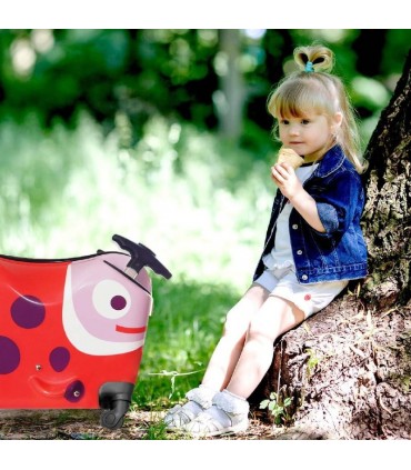 چمدان چرخ دار 2 کاره اوپس طرح کفشدوزک Oops Ride-on Trolley S ladybug