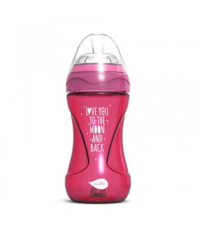 شیشه شیر ضد نفخ 250 میل نوویتا صورتی Nuvita Mimic Cool Baby Bottle