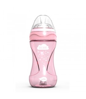 شیشه شیر ضد نفخ 250 میل نوویتا صورتی کم رنگ Nuvita Mimic Cool Baby Bottle
