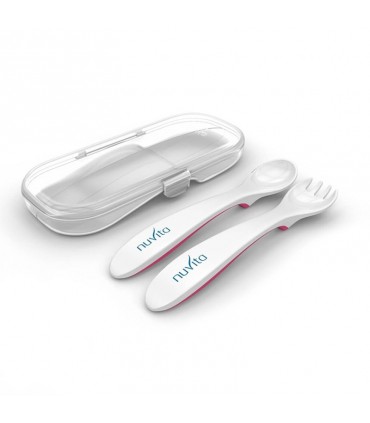 ست قاشق و چنگال صورتی نوویتا Nuvita Spoon and Fork in Case