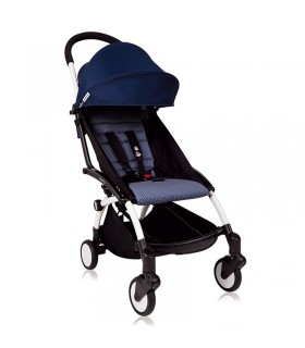 کالسکه یویو پلاس بیبی زن فریم سفید با کیت پارچه آبی ایر فرانس
