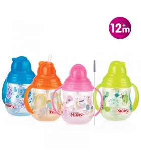 لیوان آبمیوه خوری دسته دار با نی 360 درجه نوبی Nuby No-Spill