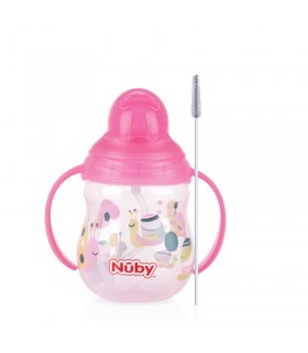 لیوان آبمیوه خوری دسته دار با نی 360 درجه نوبی Nuby No-Spill