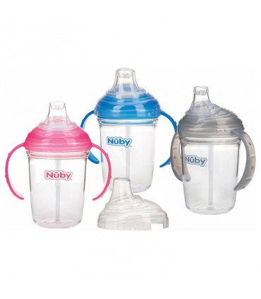 لیوان دسته دار و نی دار +6 ماه نوبی Nuby No-Spill Cup with