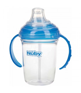 لیوان دسته دار و نی دار +6 ماه نوبی Nuby No-Spill Cup with