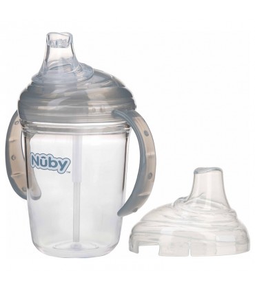 لیوان دسته دار و نی دار +6 ماه نوبی Nuby No-Spill Cup with