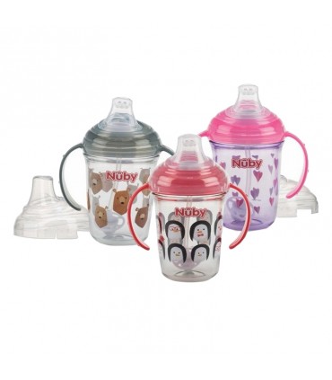 لیوان دسته دار با نی 360 درجه نوبی Nuby No-Spill Cup with 360°
