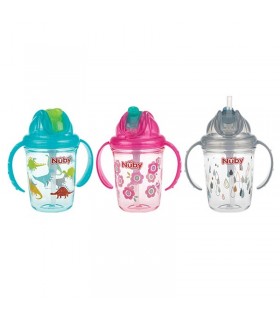 لیوان دسته دار و نی دار +12 ماه نوبی Nuby No-Spill Cup with