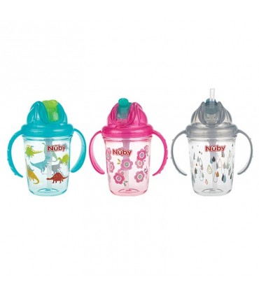لیوان دسته دار و نی دار +12 ماه نوبی Nuby No-Spill Cup with