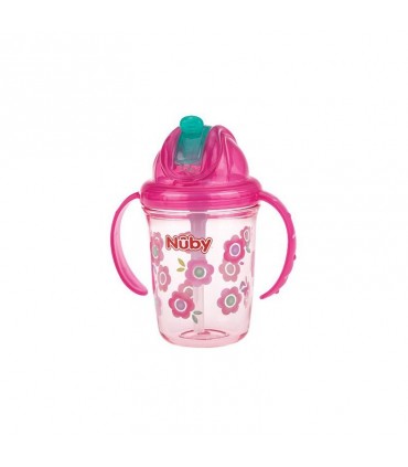 لیوان دسته دار و نی دار +12 ماه نوبی Nuby No-Spill Cup with