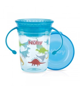 لیوان شفاف دسته دار با درب 360 درجه +6 ماه نوبی Nuby 360°