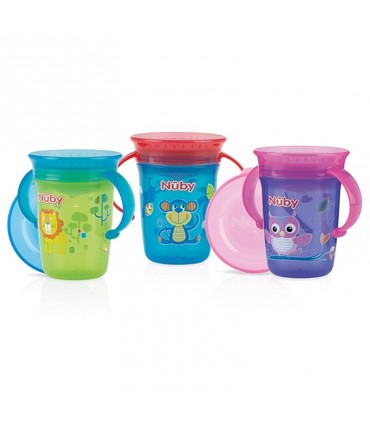 لیوان دسته دار با درب 360 درجه +6 ماه نوبی Nuby 360° Wonder Cup
