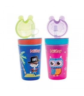 لیوان نی دار با محفظه اسنک نوبی Nuby Drink & Snack Cup