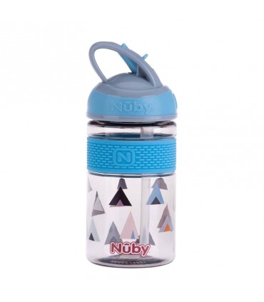 لیوان شفاف نی دار 360 میل نوبی Nuby 2N1 Tritan Bottle