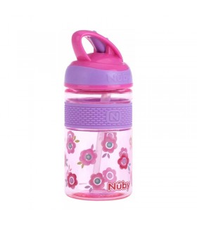 لیوان شفاف نی دار 360 میل نوبی Nuby 2N1 Tritan Bottle