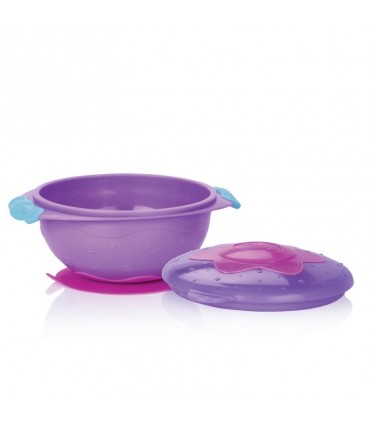 کاسه درب دار چسبانکی نوبی Nuby Bowl with Suction Ring
