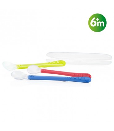 قاشق سیلیکونی همراه با محفظه نوبی Nuby Soft Silicone Overmolded