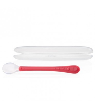 قاشق سیلیکونی همراه با محفظه نوبی Nuby Soft Silicone Overmolded