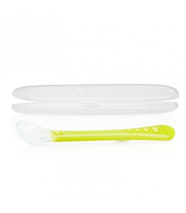 قاشق سیلیکونی همراه با محفظه نوبی Nuby Soft Silicone Overmolded