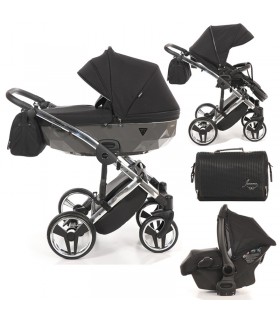 ست 5 تکه کالسکه مشکی طوسی جوناما مدل Junama Diamond S Line