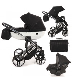 ست 5 تکه کالسکه مشکی سفید جوناما مدل Junama Diamond S Line