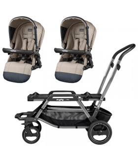 کالسکه دوقلو کودک پگ پرگو مدل Peg-Perego Duette Piroet Luxe Beige