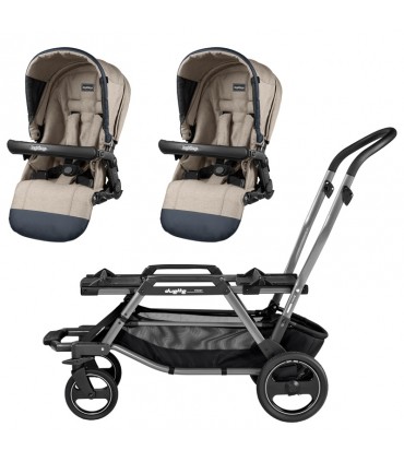 کالسکه دوقلو کودک پگ پرگو مدل Peg-Perego Duette Piroet Luxe Beige