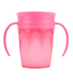 لیوان آموزشی 360 درجه دسته دار صورتی دکتر براون Dr Brown's Spoutless Transition Cup