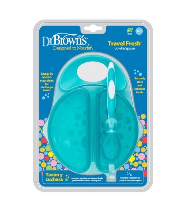 ظرف غذاخوری درب دار دوقسمتی همراه با قاشق دکتر براون Dr Brown's Travel Fresh Bowl
