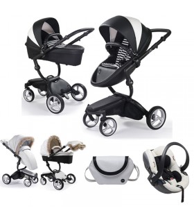 ست کالسکه کریر میما مدل زاری رنگ سیاه و سفید Mima Xari Black & White