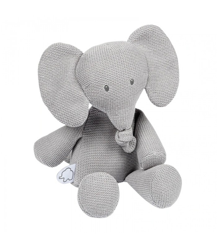 عروسک پولیشی و نخ‌کش موزیکال-عروسک فیل طوسی ناتو Nattou Cuddly Elephant-فروشگاه کودکو