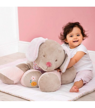 عروسک سگ صورتی بزرگ ناتو Nattou Cuddly 75cm Dog