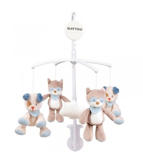 آویز تخت موزیکال راکون و سگ ناتو Nattou mobile