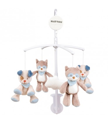 آویز تخت موزیکال راکون و سگ ناتو Nattou mobile
