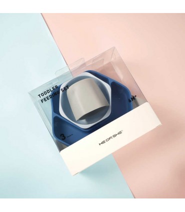 ست غذا خوری تمام سیلیکونی آبی هی اور شی HeorShe