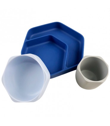 ست غذا خوری تمام سیلیکونی آبی هی اور شی HeorShe