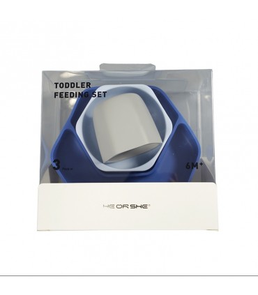 ست غذا خوری تمام سیلیکونی آبی هی اور شی HeorShe