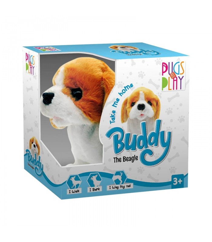 عروسک سگ سفید قهوه ای رباتیک Pugs at Play Buddy
