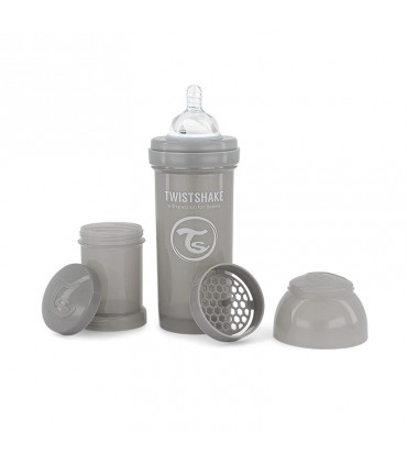 شیشه شیر آنتی کولیک 260 میل طوسی تویست شیک Twistshake