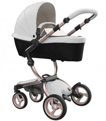 ست کالسکه میما زاری سفید با شاسی رزگلد