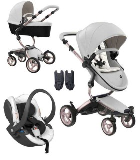 ست کالسکه میما زاری سفید با شاسی رزگلد