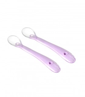 قاشق کودک سیلیکونی دسته بلند کیدزمی رنگ بنفش
