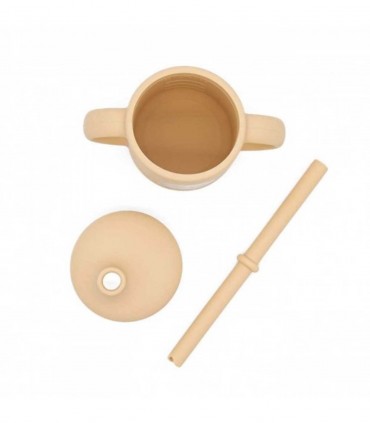 لیوان سیلیکونی نی دار کودک ساسی طرح تنبل درختی