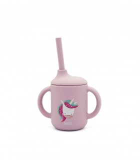 لیوان سیلیکونی نی دار کودک ساسی طرح پونی