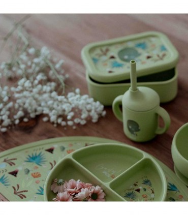 لیوان سیلیکونی نی دار کودک ساسی طرح دایناسور