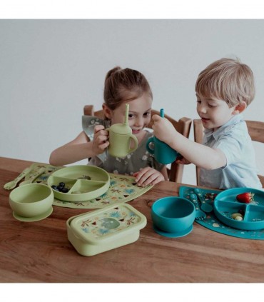 لیوان سیلیکونی نی دار کودک ساسی طرح دایناسور