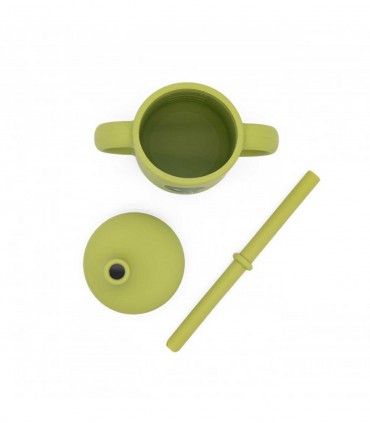 لیوان سیلیکونی نی دار کودک ساسی طرح دایناسور