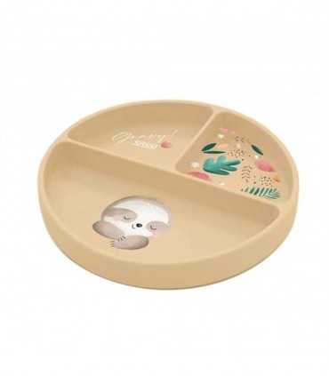 بشقاب سیلسکونی کودک ساسی طرح تنبل درختی