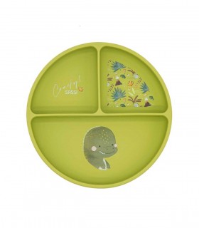 بشقاب سیلیکونی کودک ساسی طرح دایناسور